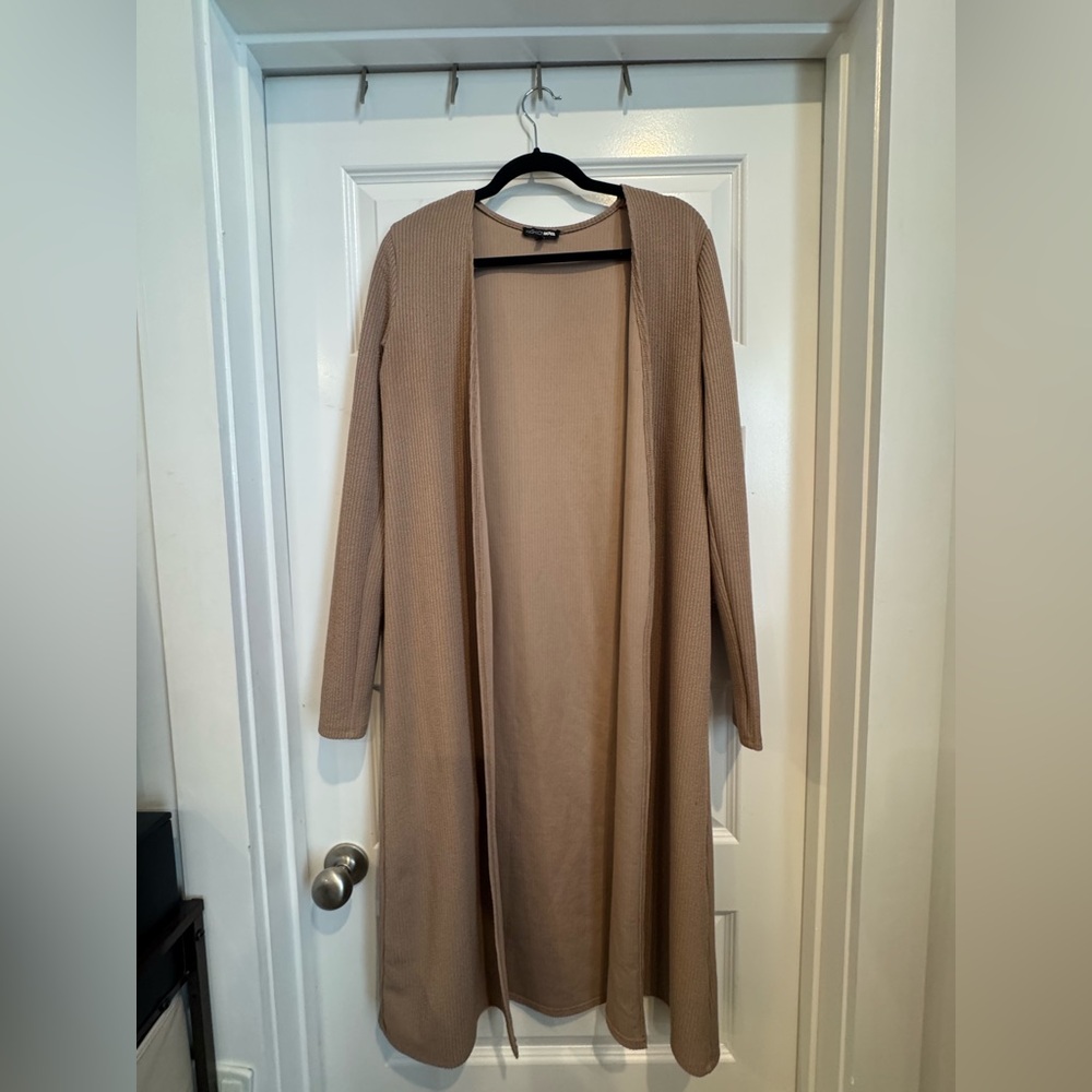 Fashion Nova Ribbed Tan Cardigan